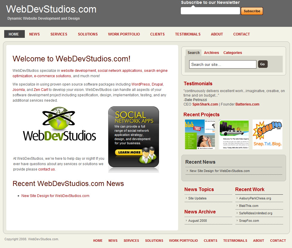 WebDevStudios.com Screenshot circa 2008 current design
