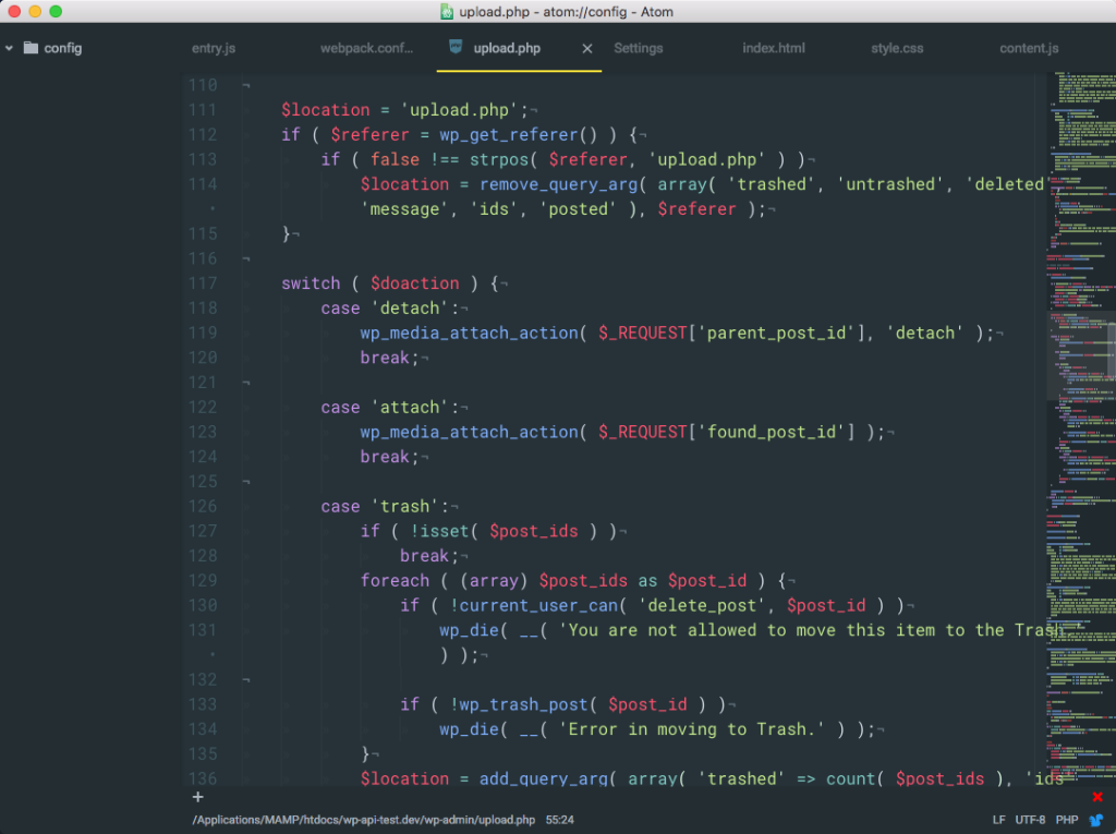 minimap package for Atom editor