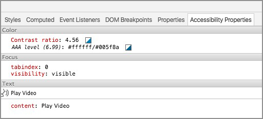 Screenshot of Chrome DevTools Existing Accessibility Properties List