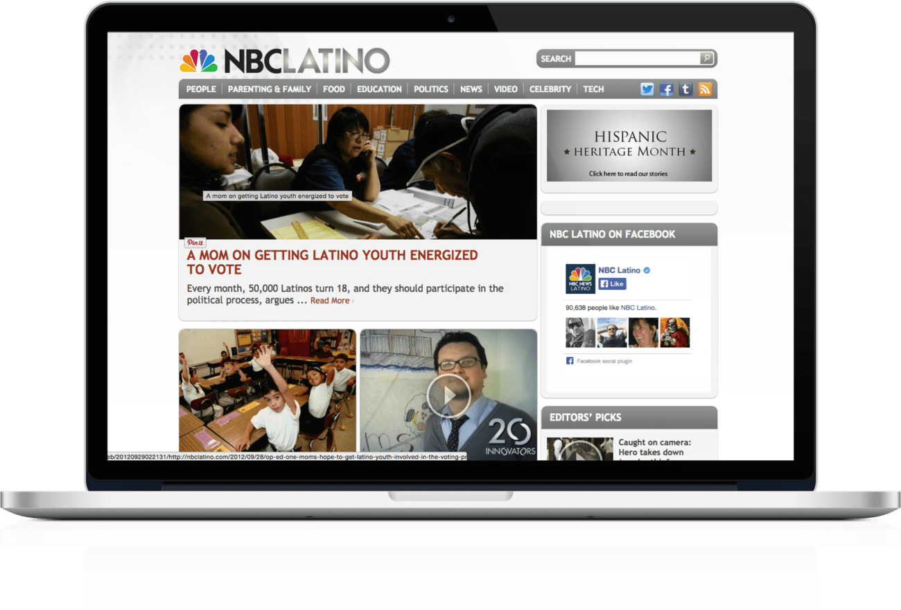 MSNBC Latino site as viewed on laptop
