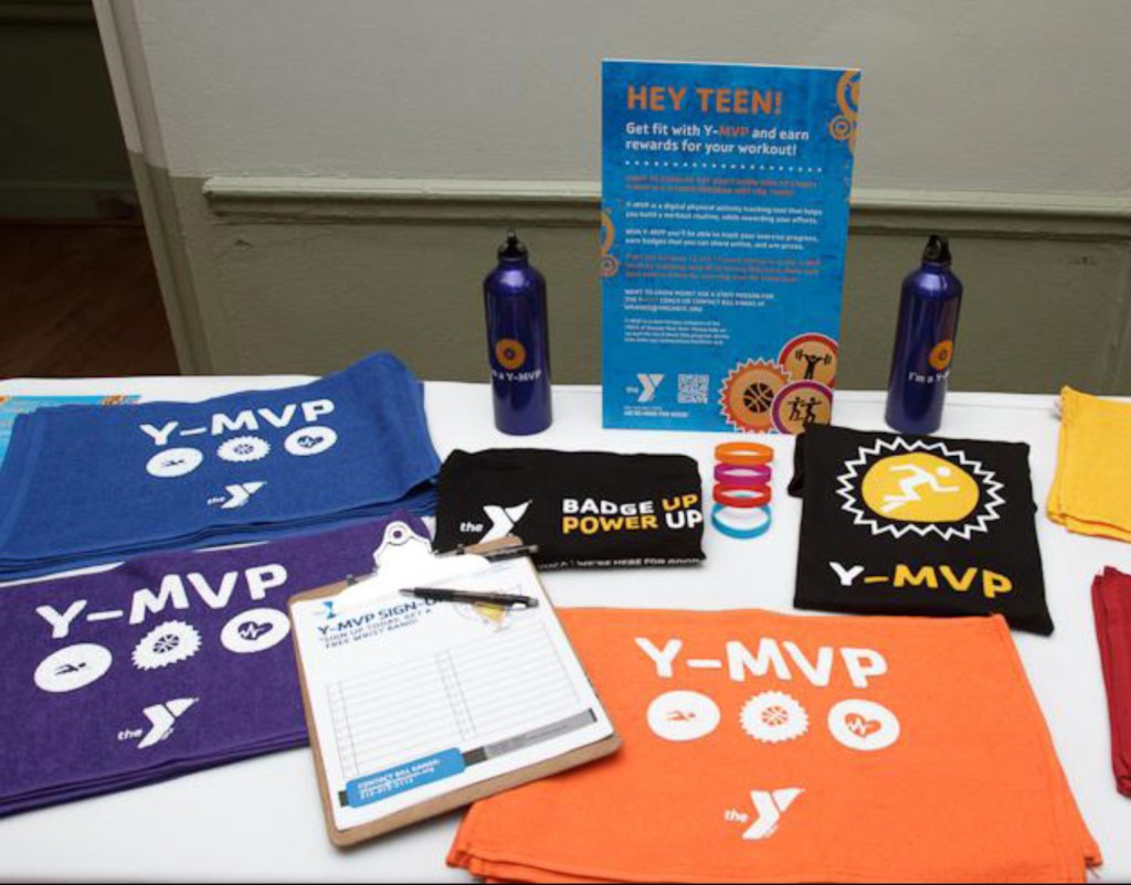YMCA Y-MVP merchandise spread on table