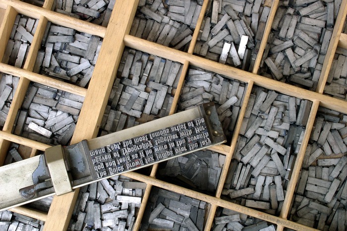 A photo image of printing block letters used for a blog post about the future of WordPress and Gutenberg.
