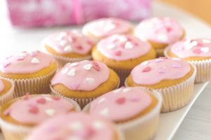 A photo of pink cupcakes