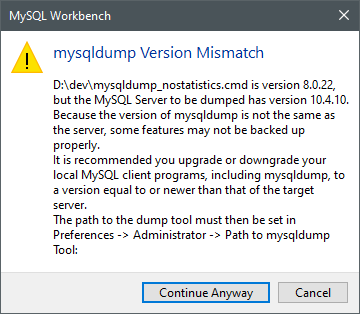 MySQL connection warning. Solutions to MySQL Database Export Errors.