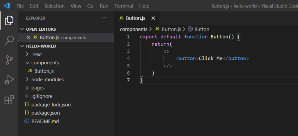 the initial button component