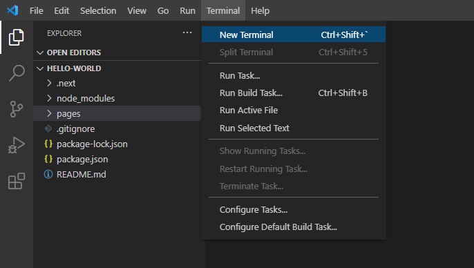 open integrated terminal in vs code