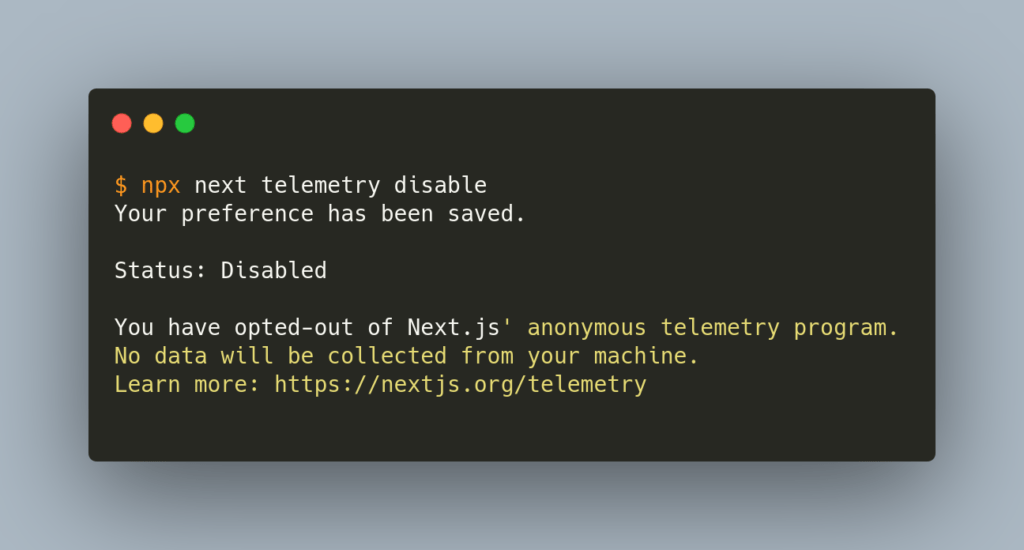 Next.js Telemetry Check Status - Disable
