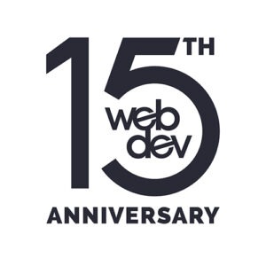 This is a WebDevStudios 15-year anniversary logo. It says "15th WebDev Anniversary."