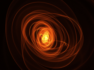 An abstract image of an orange swirl on a black background. Used in a WebDevStudios blog post about using Core Web Vitals to make a WordPress website Google-friendly.