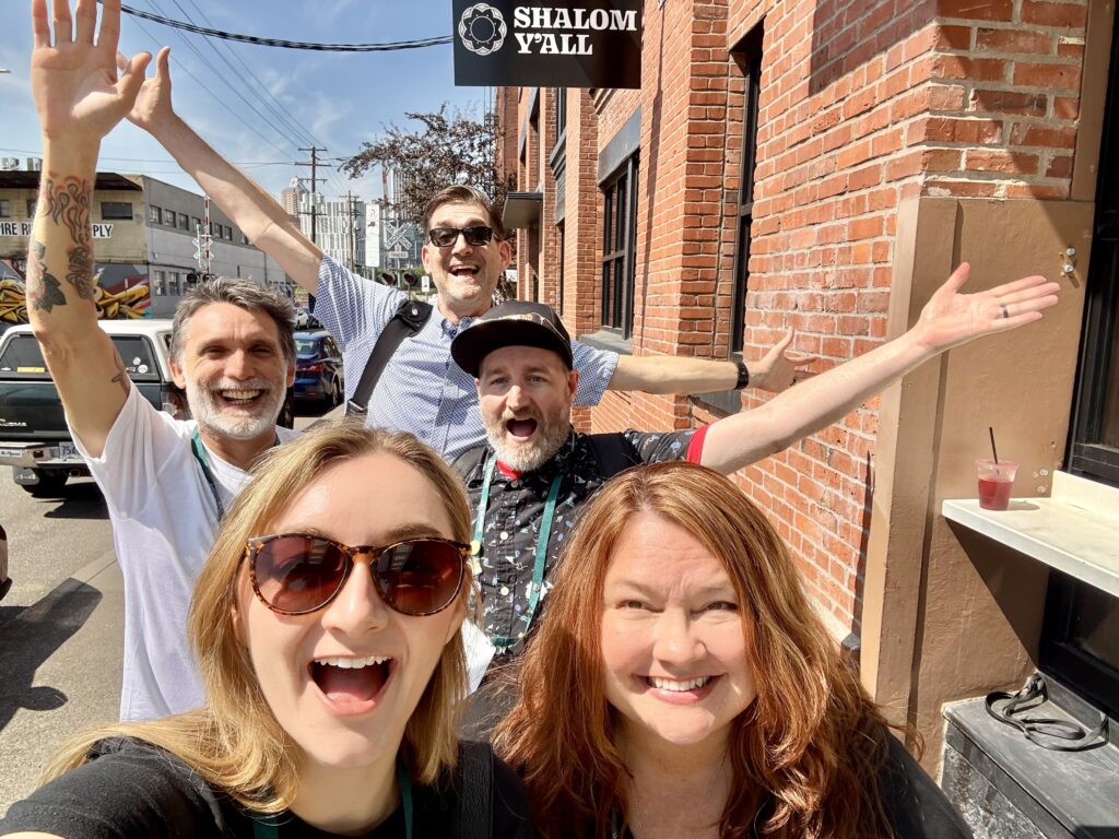 WebDevStudios Team Members Jen Miller, Autry Reeves, Mitch Canter, Alfredo Navas, and Adam Silver at WCUS 2025.